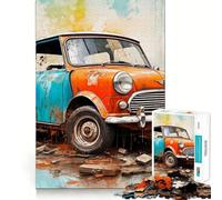 Puzzle Mini Cooper rétro pour Adolescents 1000 pièces Souvenirs stimulants, détente, découpe Lisse, Cadeau élégant (38x52cm)