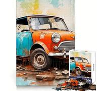 Puzzle Mini Cooper rétro pour Adolescents 1000 pièces Souvenirs stimulants, détente, découpe Lisse, Cadeau élégant (38x52cm)
