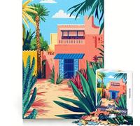 Puzzle Minimaliste Après-midi dans Un Village Nord-Africain de 1000 pièces pour Adolescents Pratique de la logique,évasion sereine,Bords Nets,Joli Cadeau (38x26cm)
