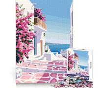 Puzzle Minimaliste de 1000 pièces Mykonos,Grèce,pour Adolescents stimule la réflexion,favorise la détente et Offre Un Assemblage Solide Idéal comme Cadeau de Noël (38x52cm)