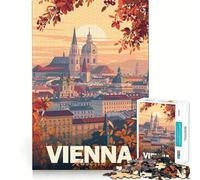 Puzzle Minimaliste de 1000 pièces représentant la Ville de Vienne,idéal pour Les Adolescents Jeu Stimulant l'esprit,Assemblage Solide et sécurisé,activité Amusante en Famille Le Soir (38x26cm)
