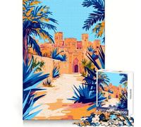 Puzzle Minimaliste de 1000 pièces représentant Un Village Oasis dans Le désert marocain,idéal pour Les Adolescents pour développer sa logique,s'évader dans Un Cadre Serein et Offrir Un Joli Cadeau