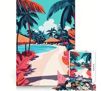 Puzzle Minimaliste de 1000 pièces sur Le thème des plages Tropicales des Maldives, idéal pour Les Adolescents Pratique de la logique, Plaisir Facile, Bords Nets, Cadeau Symbolique (38x52cm)