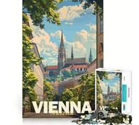 Puzzle Minimaliste de la Ville de Vienne pour Adultes,1000 pièces,Jeu de mémoire,Assemblage sécurisé et Solide,Jeu de Construction de Liens significatifs (38x26cm)