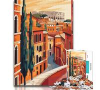 Puzzle Minimaliste Rome Italie 1000 pièces pour Adultes et Adolescents, Jeux éducatifs, décoration Murale, Cadeaux d'anniversaire et de Noël Uniques 38x26cm