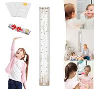Puzzle Mirror Growth Chart, Growth Chart Mirror for Wall, Height Measurement for Kids, Height Ruler with Stickers, Acrylic Shatterproof Removable Measure Wall Ruler (Wood-B)