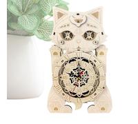 Puzzle Modèle d'horloge chat - Kit de 64 pièces en contreplaqué de tilleul | Puzzle 3D Chat Horloge Kits de modèles en bois | Horloges créatives à faire soi-même, artisanat pour la décoration de la ma