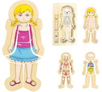 Puzzle Mon corps pour enfants de 3 à 5 ans,kit de jeu d'anatomie Montessori,puzzle à superposer pour enfants d'âge préscolaire et enfants à partir de 3 ans (fille)