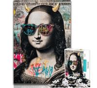 Puzzle Mona Lisa avec Lunettes de Soleil, 1 000 pièces, pour Adultes et Adolescents, Jouets éducatifs, Anti-Stress, idéal pour la décoration de Bureau (50x75cm)