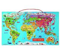 Janod Wooden Magnetic World Map Puzzle - 92 Magnetic Pieces - 70 x 43 cm - English Version - Educational Game from 7 Years Old, J05504