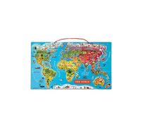 Janod Puzzle magnétique Carte du monde J05504 - 92 pièces - 70×43 cm - Version anglaise - dès 7 ans