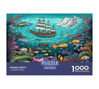 Puzzle Monde océanique de Dessin animé 1000 Pieces pour Adultes,Aventure Maritime fantaisiste Un Jeu De Dexérité Très Difficile Puzzle Éducatif l'art De La Décoration Moderne 70x50cm/1000pcs