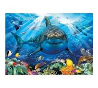 Puzzle monde sous marin avec grand requin blanc et poissons et raies manta 500 pieces - collection animaux de la mer - educa Blanc G