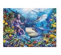 Puzzle monde sous-marin - les requins et le roi de la mer - 500 pieces ocean - collection ravensburger mer et fond marin - corails G
