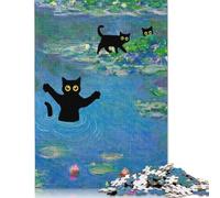 Puzzle Monet Chat Nymphéas 1000 pièces pour Adultes - Puzzle créatif et Stimulant - Jeu de réflexion pour Adolescents et familles - 38 x 26 cm