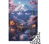 Puzzle Mont Fuji et cerisiers en Fleurs, 300 pièces (40 x 28 cm), en Carton 100% recyclé, pour Enfants et Adultes, Cadeau d'halloween