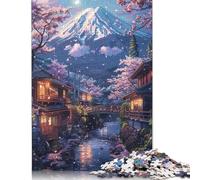 Puzzle Mont Fuji et cerisiers en Fleurs, décoration intérieure Unique, Puzzle en Carton de qualité supérieure pour Adultes et Adolescents, Cadeau Unique, 1000 pièces (75 x 50 cm)