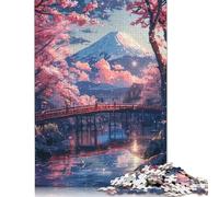 Puzzle Mont Fuji et cerisiers en Fleurs, décoration intérieure Unique, Puzzle en Carton de qualité supérieure pour Adultes et Adolescents, Cadeau Unique, 1000 pièces (75 x 50 cm)