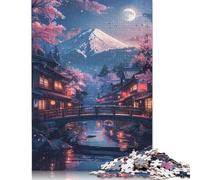 Puzzle Mont Fuji et cerisiers en Fleurs, Jeux créatifs, Puzzle en Carton de qualité supérieure, pour Femmes et Hommes, Cadeau d'anniversaire, 1000 pièces (75 x 50 cm)