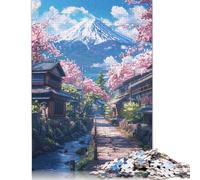 Puzzle Mont Fuji et Fleurs de Cerisier, Anti-Stress, en Carton 100% recyclé, pour Adultes et Enfants, Cadeau Unique, 1 000 pièces (75 x 50 cm)