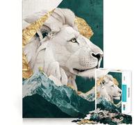 Puzzle Montagne du Lion Blanc 1000 Pièces Jeu d'adresse et de réflexion Assemblage Stable Pièces Qui ne bougent Pas Passe-Temps agréable pour Les Longs Week-Ends (38x26cm)