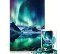 Puzzle Montagnes Aurores Boréales pour Adolescents 1000 Pièces Jeu Intelligent à Partager en Famille Motif à Assembler Vœux du Père Noël (50x75cm)