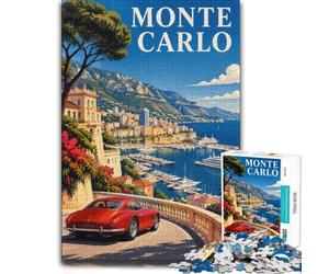 Puzzle Monte Carlo Monaco Map Art 1000pcs (38x26cm) Cadeau pour Passionnés | Pour une idée cadeau calme pendant l'Avent : ce puzzle 1000 pièces adulte associe idée cadeau et passion du puzzle.