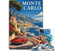 Puzzle Monte Carlo Monaco Map Art 1000pcs (52x38cm) avec Motif | Pour offrir à un adulte qui aime les puzzles : ce puzzle adulte 1000 pièces associe idée cadeau et passion du puzzle.