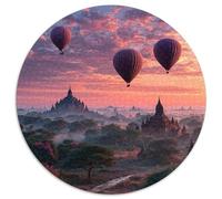 Puzzle Montgolfières Flottant au-Dessus de Temples Anciens et de Jungle pour Adultes,1000pcs (67.5x67.5cm),Jeu ÉduChatif,décoration De La Maison,