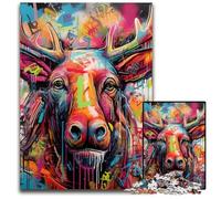Puzzle Moose Graffiti 1000 pièces : Casse-tête Stimulant, activité familiale, décoration intérieure, Cadeau de Noël 26x38cm / 10,23x14,96 Pouces