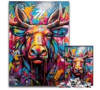 Puzzle Moose Graffiti 1000 pièces en Bois pour Adultes, Casse-tête Stimulant - Jouet Relaxant pour Adolescents 50x75cm / 19,68x29,52 Pouces