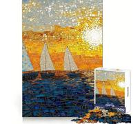 Puzzle mosaïque de voiliers au Coucher du Soleil, 1000 pièces, pour Adolescents, Jeu de logique et de logique, Passe-Temps Calme, Bords Lisses, Cadeau de qualité supérieure (50x75cm)