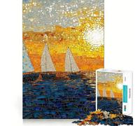 Puzzle mosaïque de voiliers au Coucher du Soleil, 1000 pièces, pour Adolescents, Jeu de logique et de logique, Passe-Temps Calme, Bords Lisses, Cadeau de qualité supérieure (50x75cm)