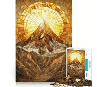 Puzzle mosaïque doré Mountain Peak pour Adultes, 1000 pièces, Jeu de logique Solide, Jeu apaisant, Bords Nets, Cadeau Artistique (38x26cm)