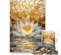 Puzzle mosaïque doré nénuphar pour Adultes, 1000 pièces, Stimulation cérébrale, apaisement de l'esprit, Divertissement, découpe de qualité supérieure, Joli Cadeau (50x75cm)