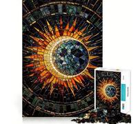 Puzzle mosaïque Éclipse Solaire pour Adultes 1000 pièces Stimule la mémoire Jeu de Groupe Assemblage du Motif Surprise de Noël (38x52cm)