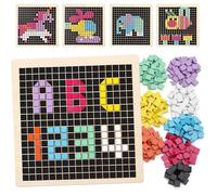 Puzzle mosaïque en Bois,370PCS Blocs de Motif de Forme avec 8 Couleurs, Jeu de société Pixel STEM Montessori Jouets Cadeau
