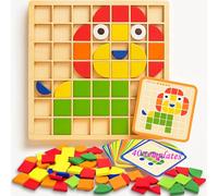 Puzzle Mosaïque en Bois Tangram 120 Pièces, Jeu Éducatif de Formes Géométriques avec Blocs Colorés, Activité de Logique et Créativité