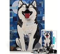 Puzzle mosaïque Husky Souriant 1000 pièces pour Adolescents, Jouet Anti-Stress, découpe Nette, liste de souhaits du Père Noël 38x52cm