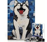 Puzzle mosaïque Husky Souriant 1000 pièces pour Adolescents, Jouet Anti-Stress, découpe Nette, liste de souhaits du Père Noël 38x52cm