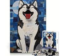 Puzzle mosaïque Husky Souriant 1000 pièces pour Adolescents, Puzzle logique Solide, Jeu de précision, Cadeau de Noël 50x75cm