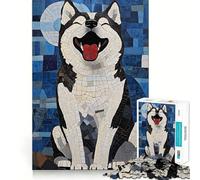 Puzzle mosaïque Husky Souriant 1000 pièces pour Adolescents, Puzzle logique Solide, Jeu de précision, Cadeau de Noël 50x75cm