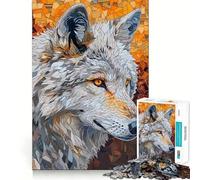Puzzle mosaïque Loup 1000 pièces pour Adolescents,Jeu de réflexion,découpe Laser pour Un Assemblage Parfait,activité de Groupe relaxante en intérieur (38x26cm)