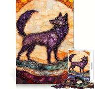 Puzzle mosaïque Loup Améthyste 1000 pièces pour Adolescents Stimule la mémoire Temps de détente agréable Assemblage Solide Cadeau de Noël Unique (38x26cm)