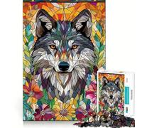 Puzzle mosaïque Loup dans Les Fleurs 1000 pièces pour Adultes,Jeu de résolution de problèmes,qualité Professionnelle,activité de Groupe relaxante en intérieur (50x75cm)