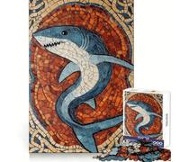 Puzzle mosaïque Requin pour Adolescents, 1000 pièces, Jouet de logique Fine, Passe-Temps Calme, pièce de Collection aux Bords Nets 38x26cm