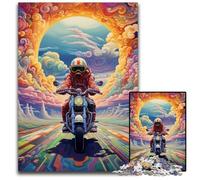Puzzle Moto coloré 1000 pièces en Bois pour Adultes, Casse-tête Stimulant - Jouet Relaxant pour Adolescents 50x75cm / 19,68x29,52 Pouces