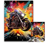 Puzzle Moto coloré 1000 pièces pour Adultes, Puzzle Stimulant, Casse-tête DIY pour Adolescents 50x75cm / 19,68x29,52 Pouces