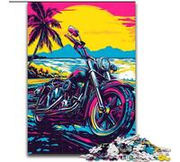 Puzzle Moto en Bord de mer 1000 pièces pour Adultes, Jeu Stimulant, idéal comme Cadeau pour Toute la Famille 50x75cm