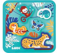 Puzzle Mousse - Jouet D'Éveil - Jeu D'Encastrement - Dès 12 Mois - Stimule La Motricité Et Développe L'Imagination - 5 Animaux De La Jungle Et 1 Plateau - Waterproof - 20x20x1,5 cm